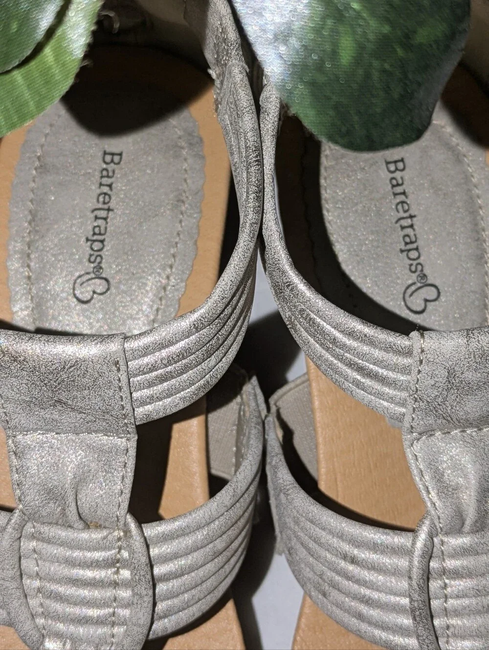 Baretraps Wedge Sandals — Metallic Silver